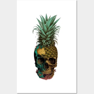 Pineapple skull Posters and Art